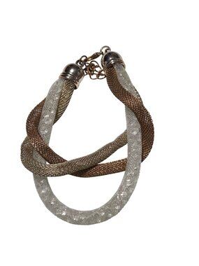 Elegant Gold Silver Tone Braided Chain Bracelet Crystal Accents Fashion Jewelry